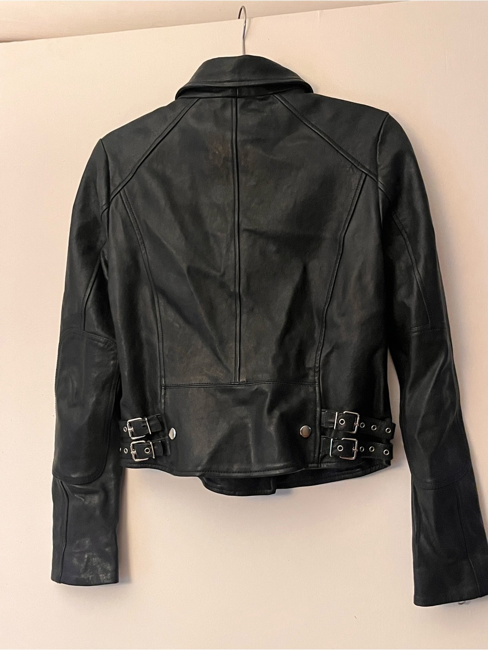 DSTLD Black Genuine Leather Moto Biker Jacket Size M women - Picture 3 of 6